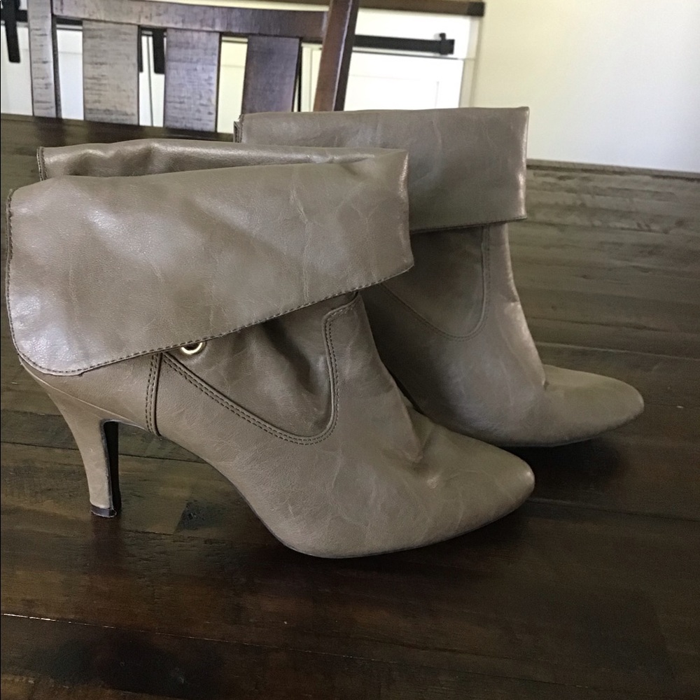 Jessica Taupe Booties - Gold buckle on side - Picture 3 of 8